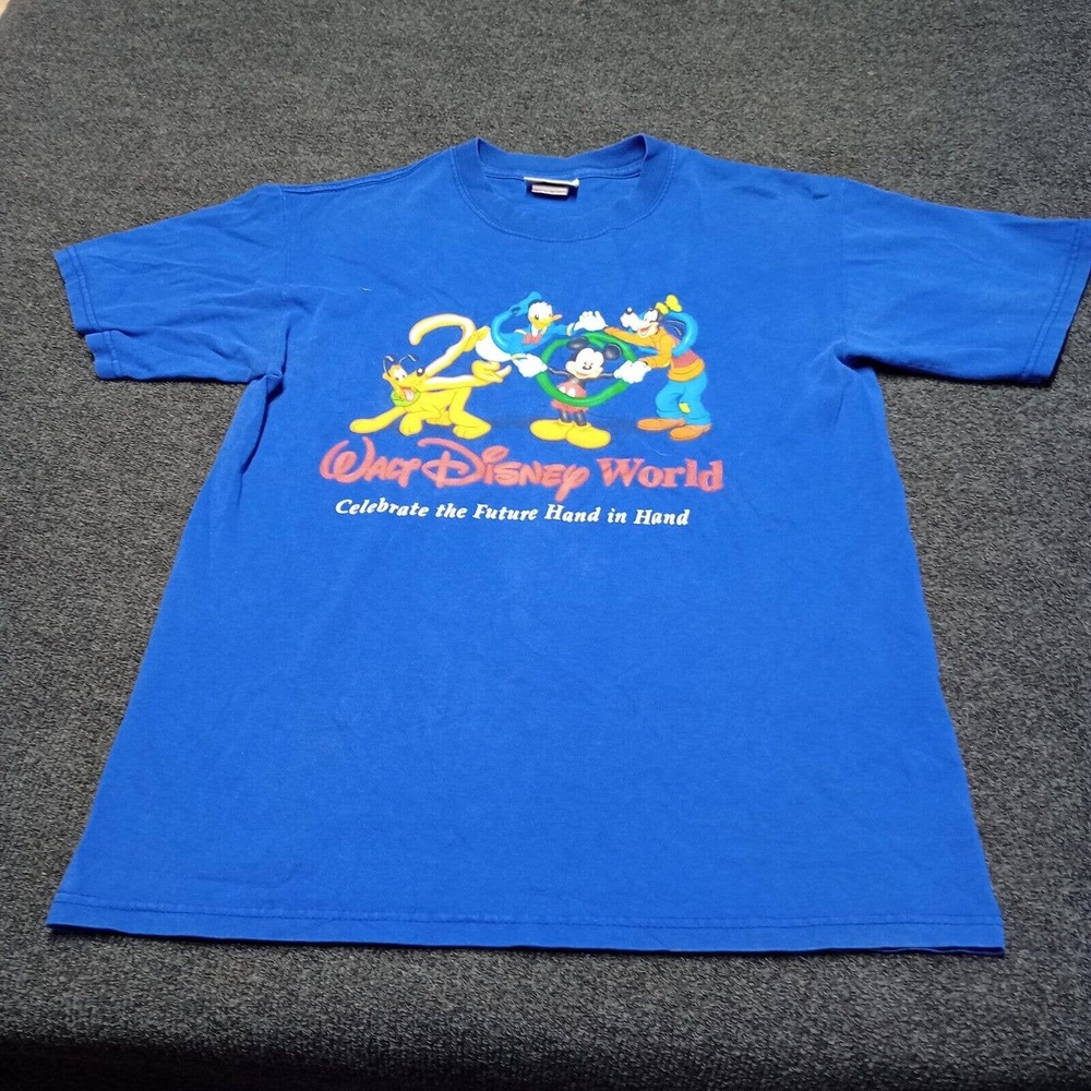 Vintage Disney World Shirt Adult Small Blue Celebrate Future 2000‎ Y2K